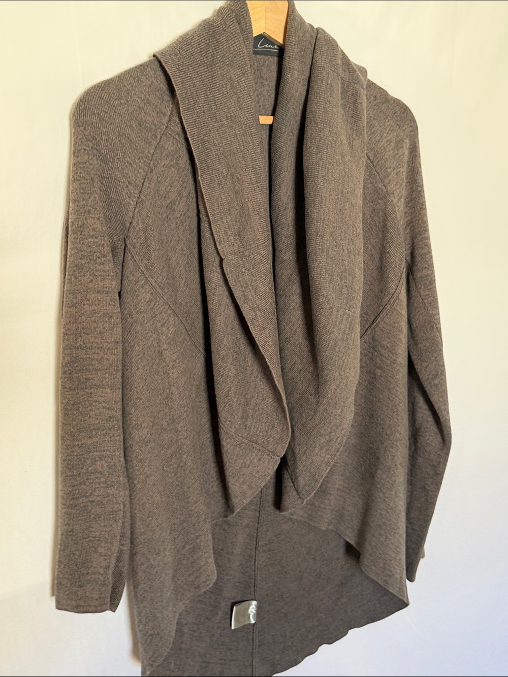 Shawl Collar Open Cardigan - Brown